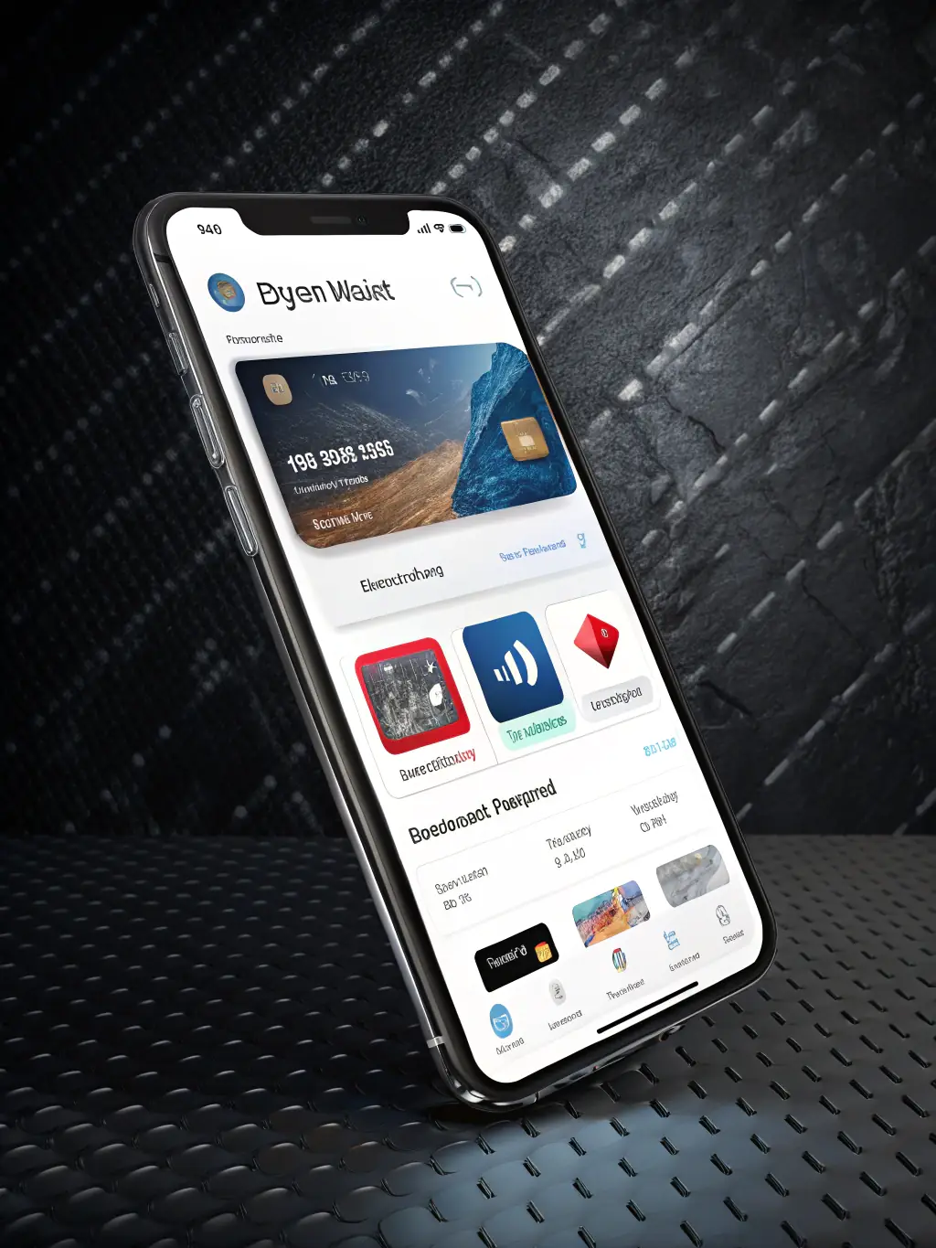 A modern digital wallet icon displayed on a smartphone screen, with symbols of secure transactions, card storage, and quick access. The color scheme features blue, white, and subtle green accents, emphasizing security and ease of use.
